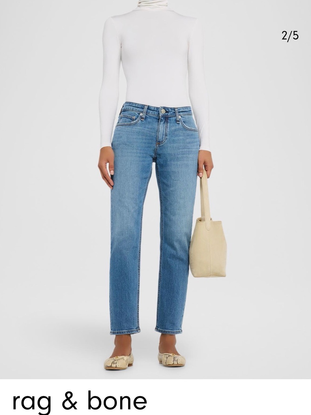 rag & bone Women's Dre Low-Rise Slim Boyfriend Washed Blue Jeans